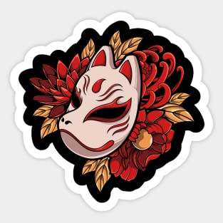 JAPANESE KITSUNE MASK ILLUSTRATION Sticker